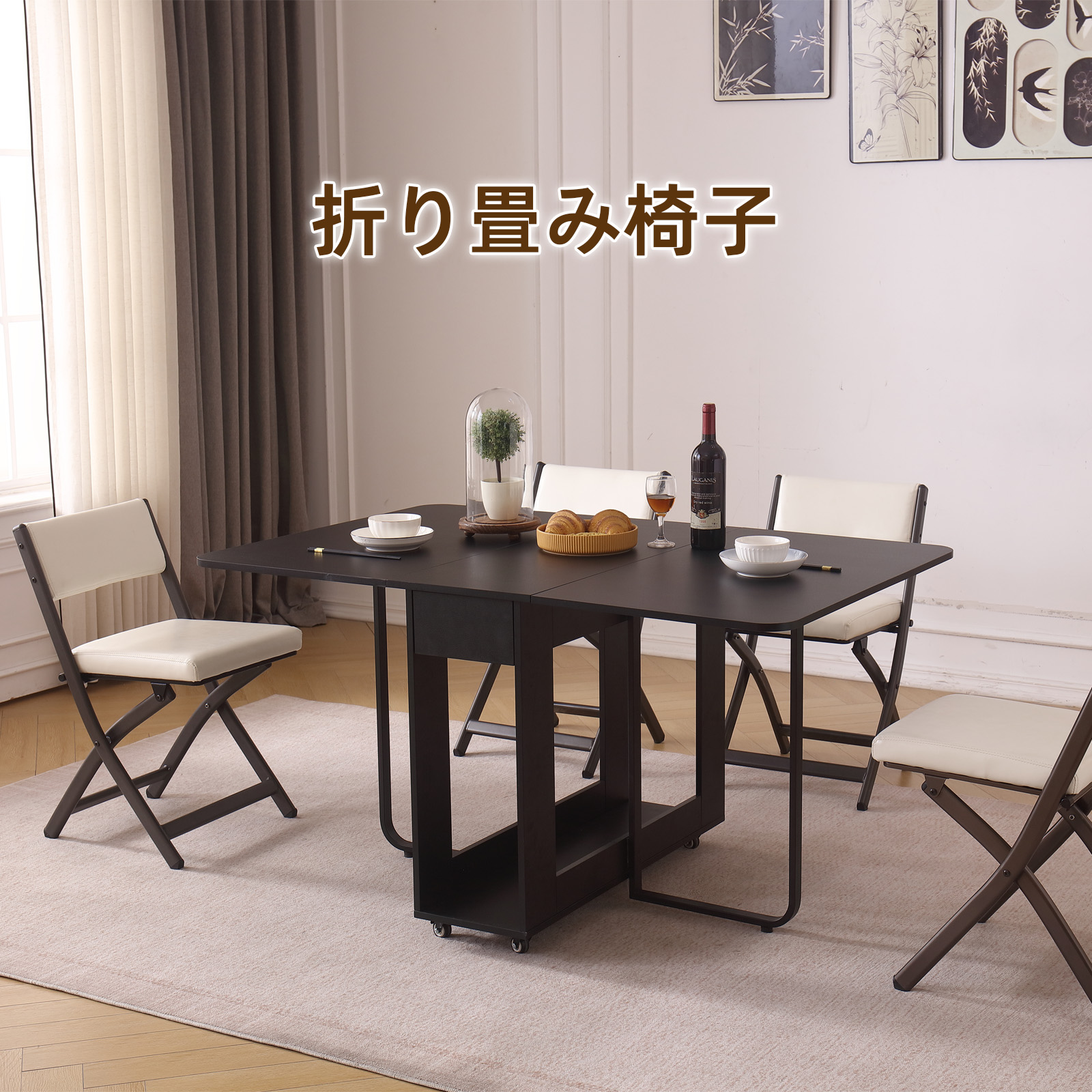ソフトレザークッション付き折りたたみダイニングチェア 2脚セット。高反発フォーム、頑丈な金属フレームを採用。収納・持ち運びが簡単。ご家庭や会議室に最適な快適な折りたたみチェア（ホワイト）